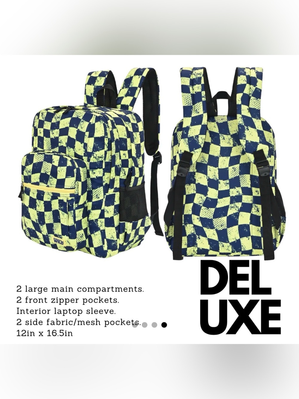 Gate Drop Checke Navy & Lime Deluxe Backpack
